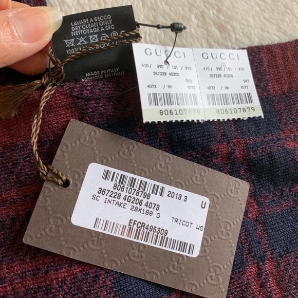 NWT Authentic Gucci Men’s Tricot Wool Scarf 🧣 - Picture 6 of 7